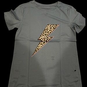 Women’s distressed lightening bolt tshirt